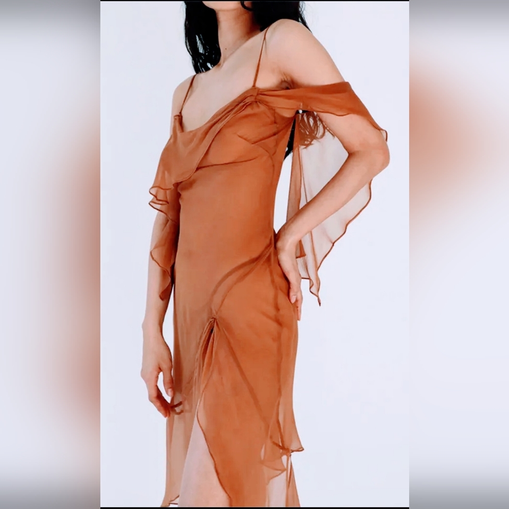 Tan Sheer Mesh IG Statement Dress S/XS